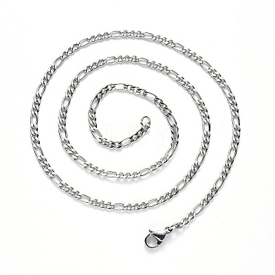 Non-Tarnish 304 Stainless Steel Figaro Chain Necklaces NJEW-S420-003C-P-1