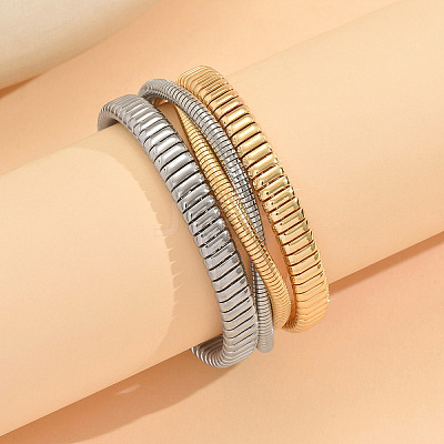 Two Tone Zinc Alloy 3-Strand Cuff Bangles WG02E92-01-1