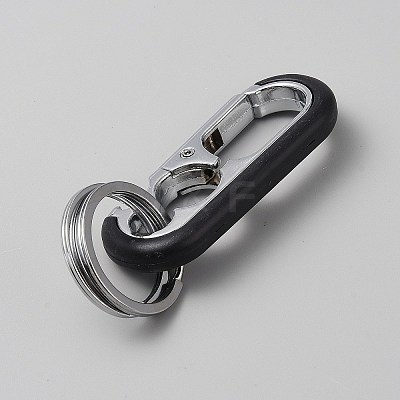 Oval Alloy Keychain Clasps with Double Rings FIND-YWC0011-02A-1