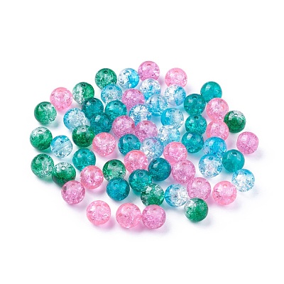 5 Colors Spray Painted & Baking Paint Crackle Glass Beads CCG-X0010-08-8mm-1