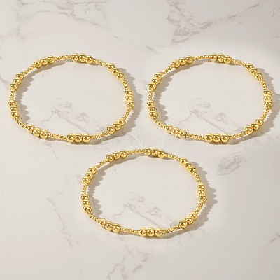 Bohemia Brass Round Beaded Stretch Bracelet Sets TK0566-42-1