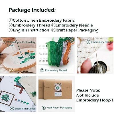Flower Pattern DIY Embroidery Kit DIY-P077-029-1