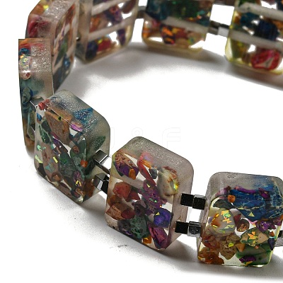 Dyed Natural Imperial Jasper with Resin Beaded Stretch Bracelets BJEW-G698-01A-05-1
