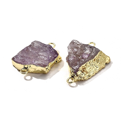 Raw Rough Natural Dyed Quartz Crystal Links Connector Charms G-K189-04LG-03-1