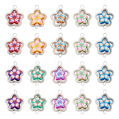 20Pcs Polymer Clay Flower & CCB Frame Links Connector Charms CLAY-TADJ0001-08P-1