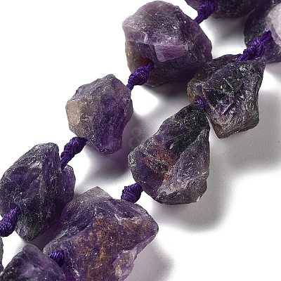 Raw Rough Natural Amethyst Beads Strands G-J388-A11-01-1