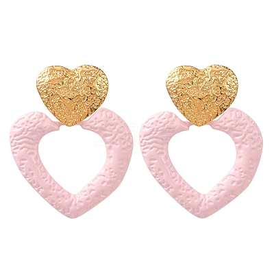 Valentine's Day 304 Stainless Steel Dangle Stud Earrings EJEW-T054-10G-1
