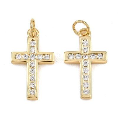 Brass Micro Pave Clear Cubic Zirconia Pendants CU-CBADC6C-06G-01-1