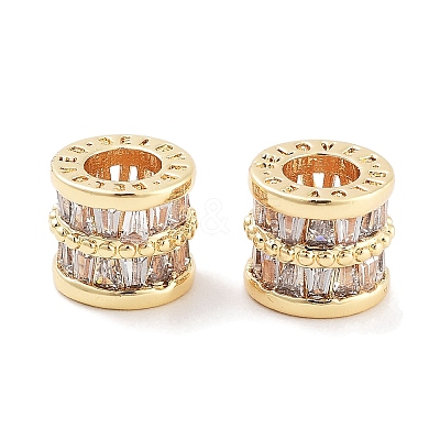 Brass Micro Pave Clear Cubic Zirconia European Beads KK-P271-43G-B-1