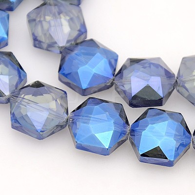 Hexagon Electroplate Full Rainbow Plated Glass Beads Strands EGLA-P015-M-1