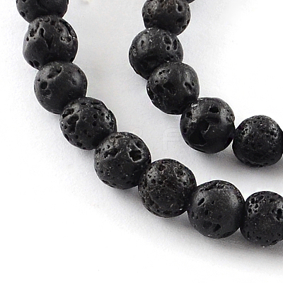 Natural Dyed Lava Rock Gemstone Round Bead Strands X-G-R293-03-1