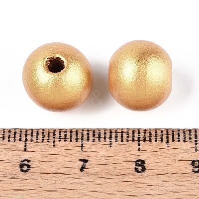 Spray Painted Round Natural Schima Wood Beads WOOD-A018-12mm-01-1