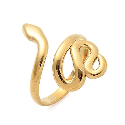 304 Stainless Steel Snake Open Cuff Rings for Women LS-RJEW-Z077-01G-09-1