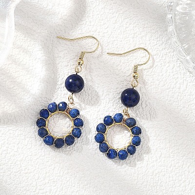 304 Stainless Steel Round Dangle Earrings EJEW-JE06786-01-1