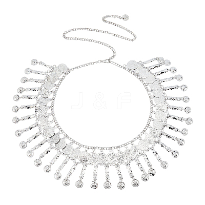 Bohemian Alloy Coin Tassel Waist Chains AJEW-WH0596-933P-1