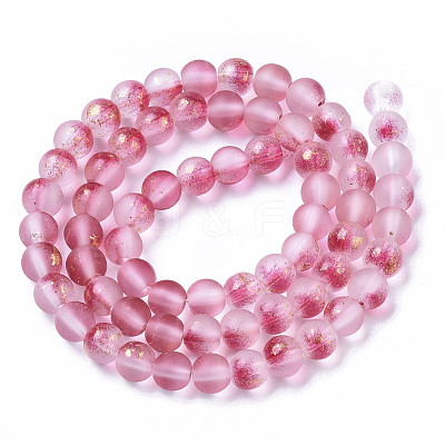 Frosted Spray Painted Glass Beads Strands GLAA-N035-03B-C04-1