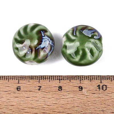 Windmill Spiral Pattern Vintage Handmade Porcelain Beads PORC-N013-19-06-1