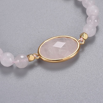 Natural Rose Quartz Braided Bead Bracelets BJEW-JB04210-01-1