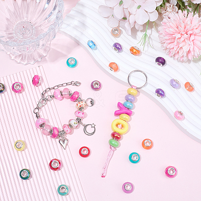 120Pcs 4 Styles Opaque Acrylic European Beads OACR-SC0002-73-1