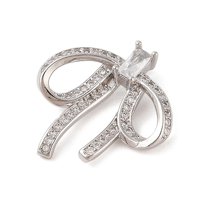 Brass Micro Pave Clear Cubic Zirconia Pendants KK-N256-18P-1