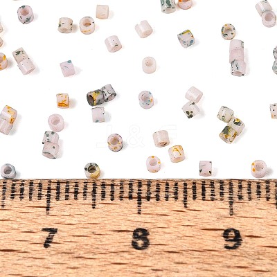 Spray Painted Picasso Cylinder Glass Seed Beads GLAA-T028-12A-05-1