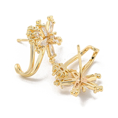 Brass with Clear Cubic Zirconia Stud Earrings EJEW-B035-10KCG-1