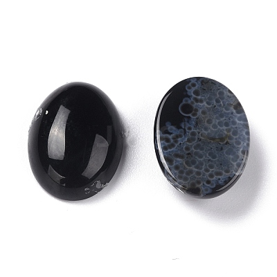 Oval Natural Dyed & Heated Black Agate Cabochons X-G-K020-18x13mm-01-1