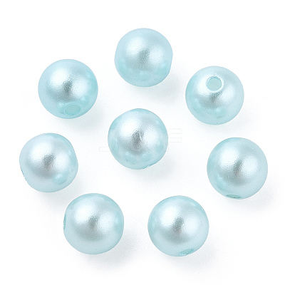 Spray Painted ABS Plastic Imitation Pearl Beads OACR-T015-05B-07-1