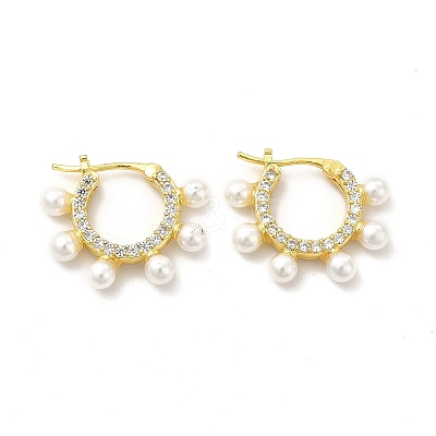 Rack Plating Brass Micro Pave Cubic Zirconia Hoop Earrings for Women EJEW-H091-36G-1