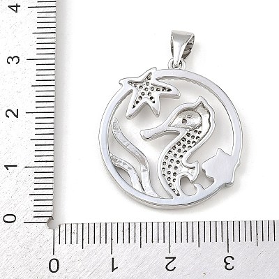Ocean Brass Micro Pave Cubic Zirconia Pendants LS-KK-K411-04B-P-1