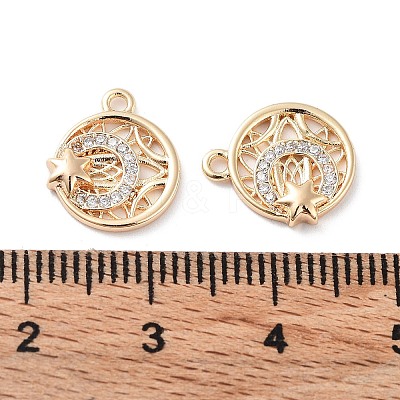 Brass Micro Pave Clear Cubic Zirconia Charms KK-F871-44G-1