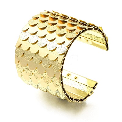 Alloy European American Exaggerated Open Cuff Fish Scale Pattern Bangles for Women BJEW-L697-002G-1
