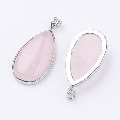 Natural Rose Quartz Big Pendants G-I184-08-1