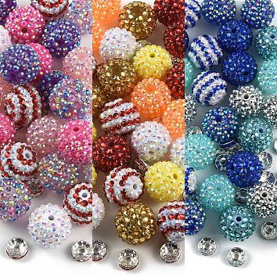 24Pcs 6 Styles Resin Rhinestone Graduated Beads RESI-YW0006-32-1