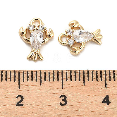 Brass Micro Pave Clear Cubic Zirconia Charms X-KK-C054-11G-1
