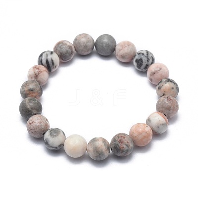 Natural Zebra Jasper Bead Stretch Bracelets X-BJEW-K212-B-035-1