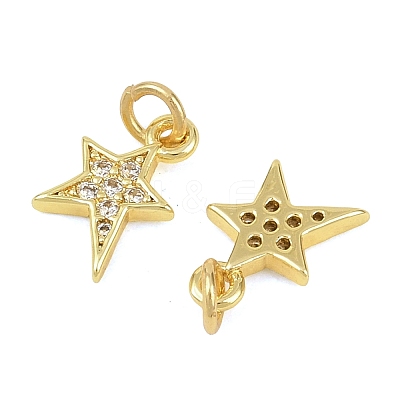 Brass Micro Pave Clear Cubic Zirconia Charms X-KK-D218-23G-02-1