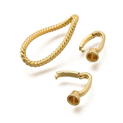 Teardrop Rack Plating Brass Fold Over Clasps KK-S508-22G-1