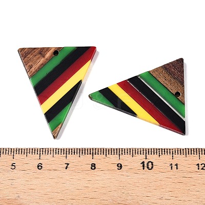 Jamaican Colour Epoxy Resin & Walnut Wood Pendants RESI-N039-122T-1