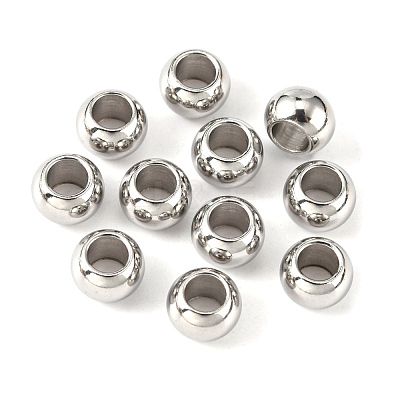 Tarnish Resistant Rondelle 201 Stainless Steel European Beads STAS-N020-03-8mm-1