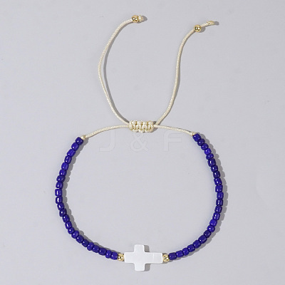 Glass Seed Beads & Brass Braided Beaded Bracelets TV0952-2-1