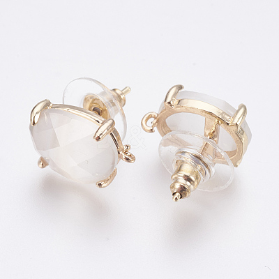 Faceted Glass Stud Earring Findings GLAA-F084-A07-1