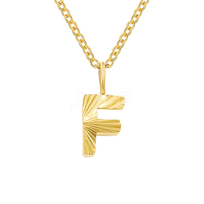 Personalized Stainless Steel Textured Alphabet Initial Pendant Necklaces for Women Men RF0956-6-1