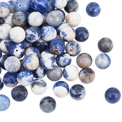 Natural Sodalite Round Beads Strands G-OC0001-91-1