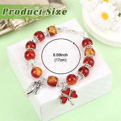 Alloy Enamel Clover & Leaf & Bowknot Charm Bracelets BJEW-YW00008-1