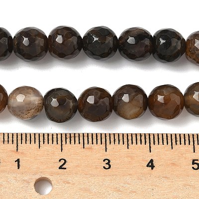 Dyed Natural Agate Faceted Round Beads Strands G-E320E-8mm-14-1