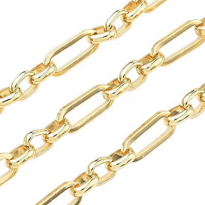Brass Rectangle Link Chains KK-C251-28G-1
