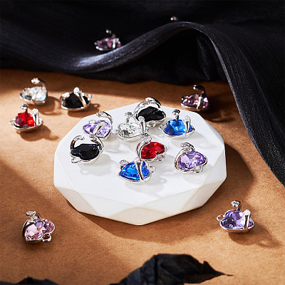 18Pcs 6 Colors Alloy Glass Charms FIND-TA0009-91P-1