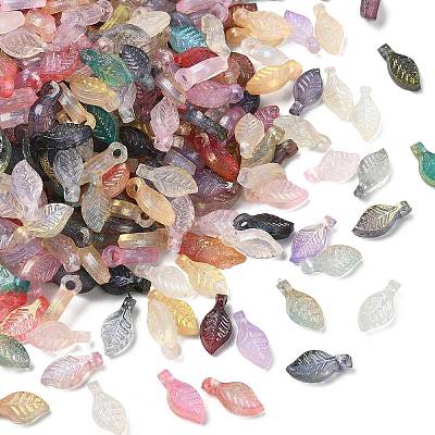 Acrylic Leaf Charms OACR-CJC0020-03-1