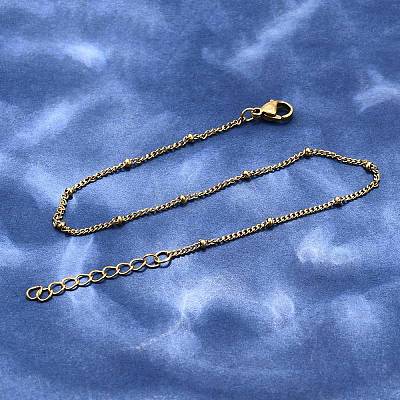 Ion Plating(IP) 304 Stainless Steel Curb Chain Anklets AJEW-P069-05G-1